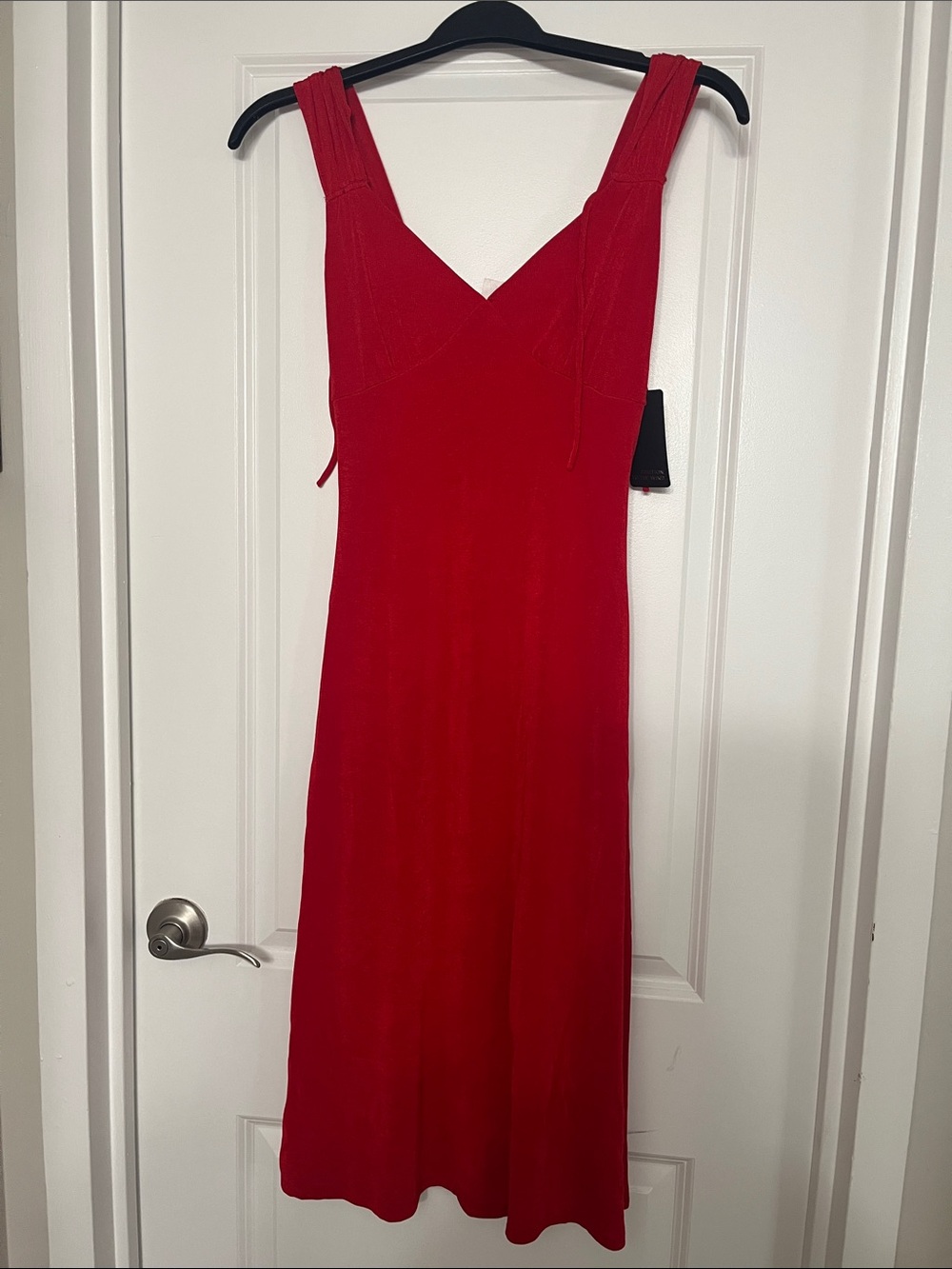 Caution To The Wind Red V-Neck Midi Dress